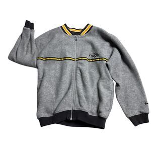 Vintage Y2K Late 90s Nike Full Zip Sweatshirt Boys Size 7 Gray Contrast Crewneck